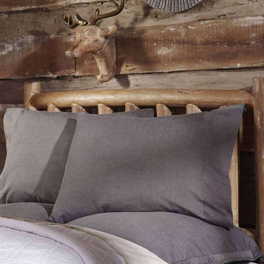 Black Chambray Standard Pillow Case Set of 2 21x30 VHC Brands - The Fox Decor
